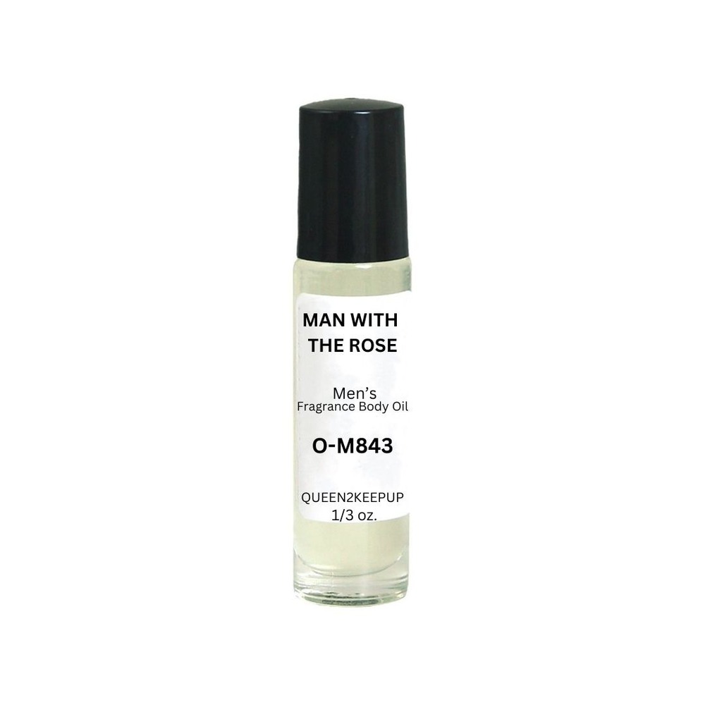 Man With The Rose Men's Body Oil Fresh Rose Citrus Woody Floral Roll-On Scent